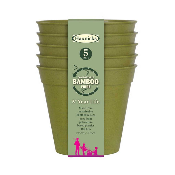 Haxnicks 3" Bamboo Pots (Pack of 5)