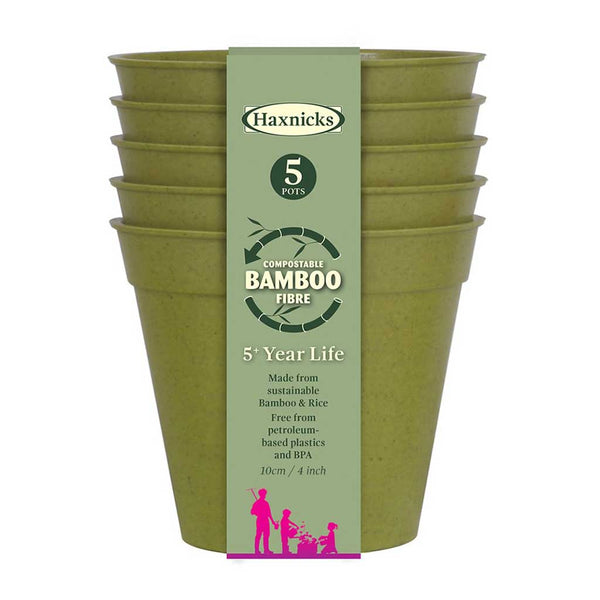 Haxnicks 4" Bamboo Pots (Pack of 5)