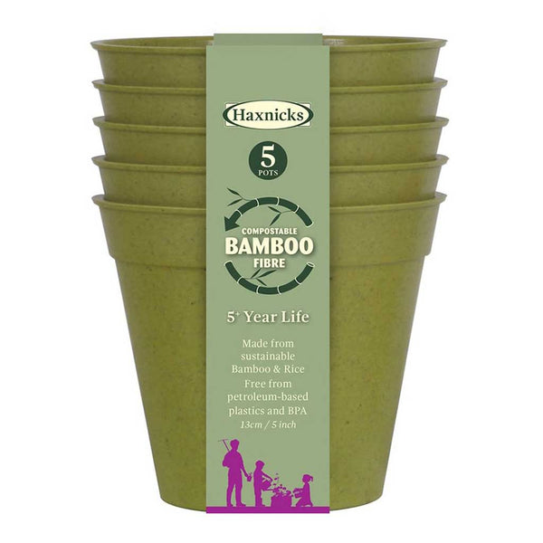 Haxnicks 5" Bamboo Pots (Pack of 5)